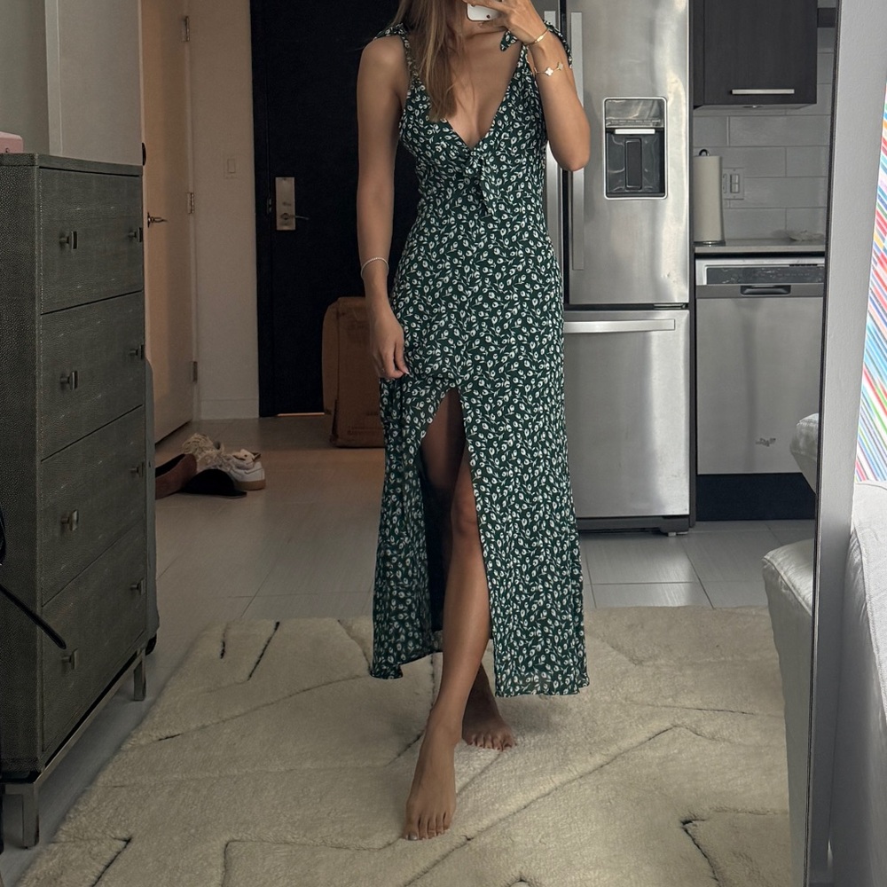 Reformation Emerald Floral Dress
